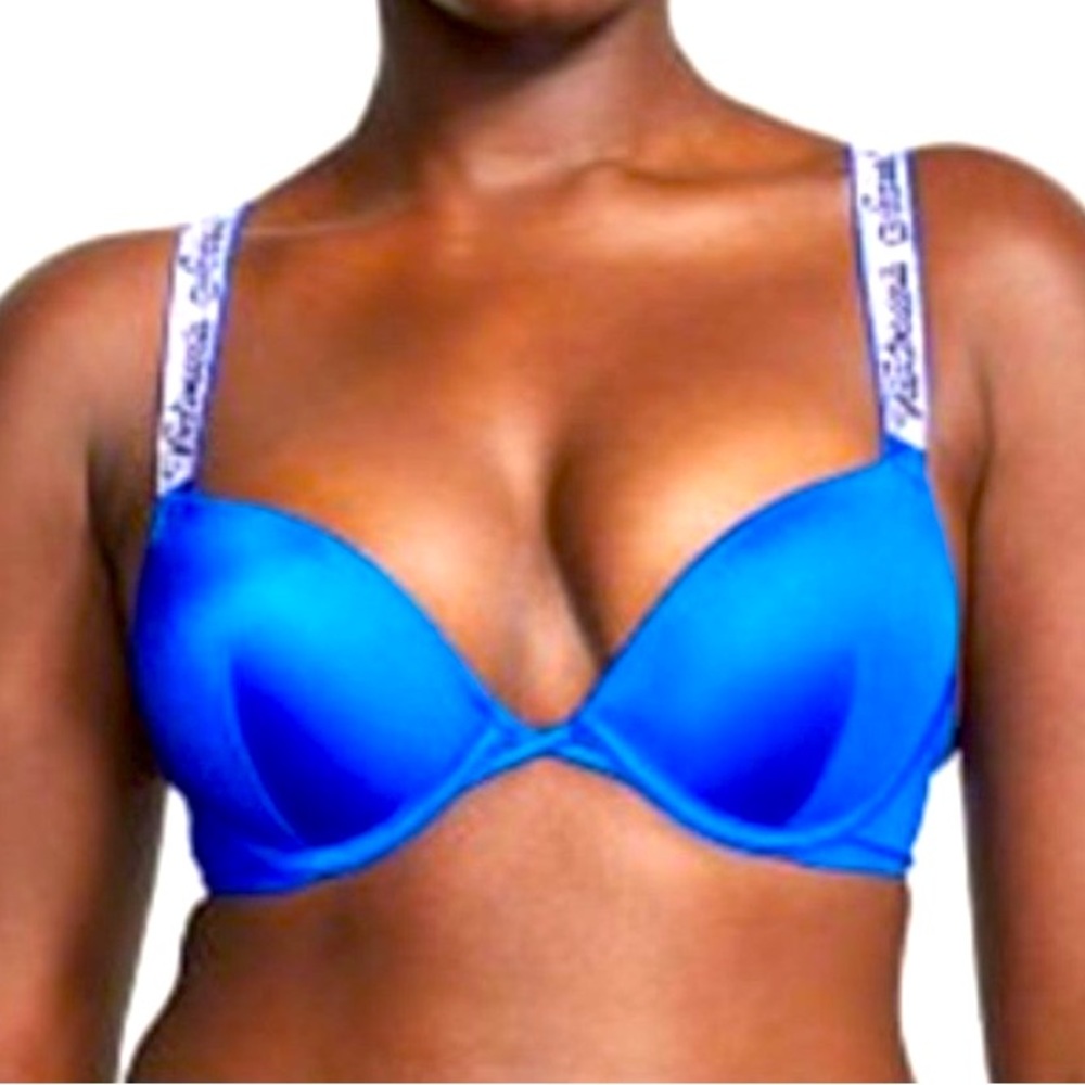 Victoria's Secret Bright Blue Push-Up Bikini Top with Branded Straps